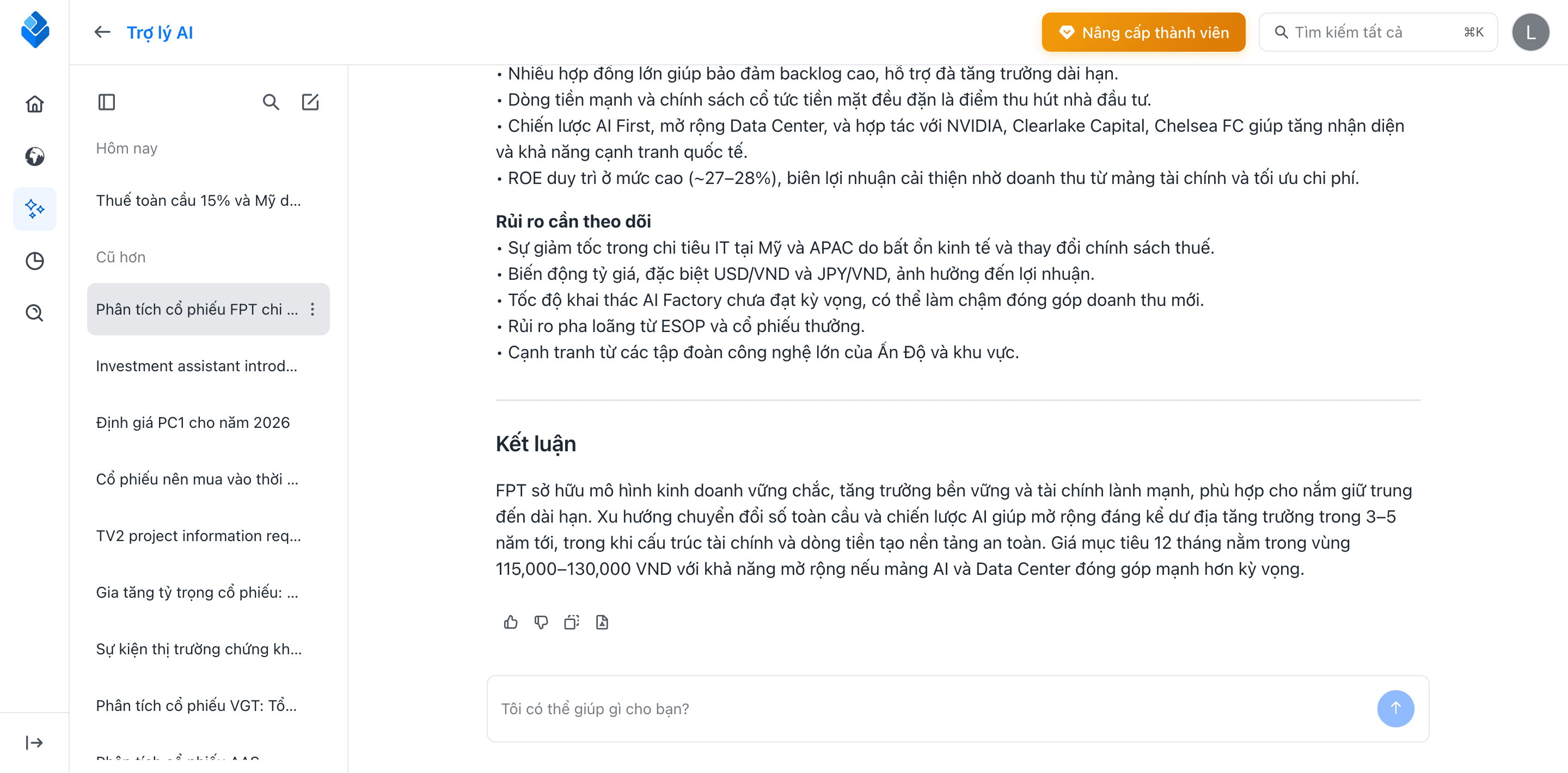 AI Assistant - Trợ lý nghiên cứu đầu tư thông minh